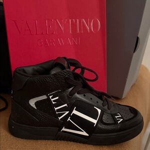 Valentino Black and White High-Top Sneakers